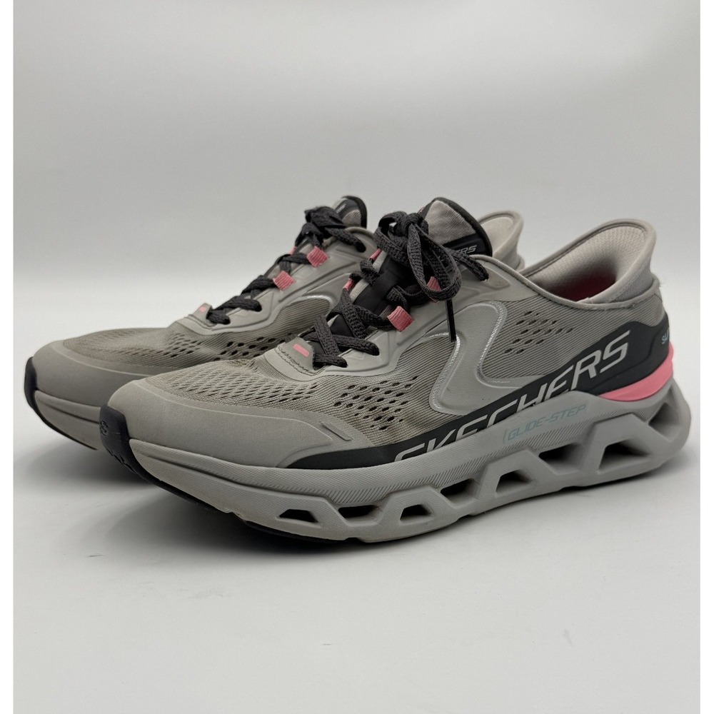 Skechers Glide-Step Slip-ins Women's Size 9.5 Gray Pink Walking Shoes GYPR